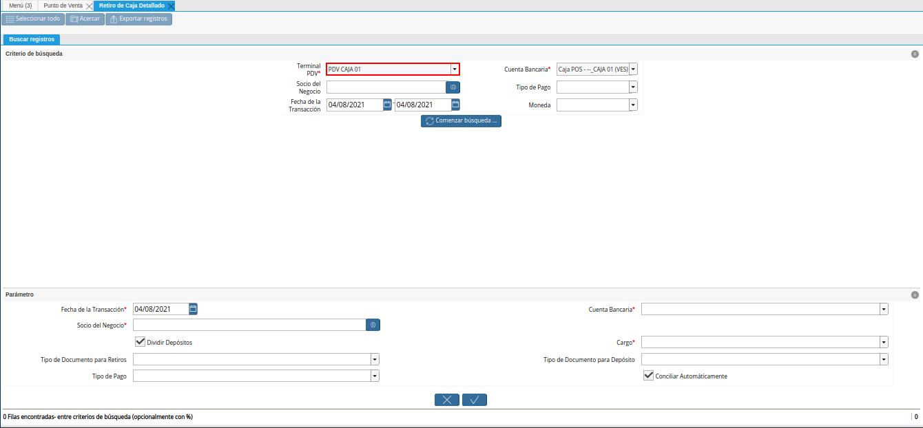 campo terminal pdv del retiro detallado
