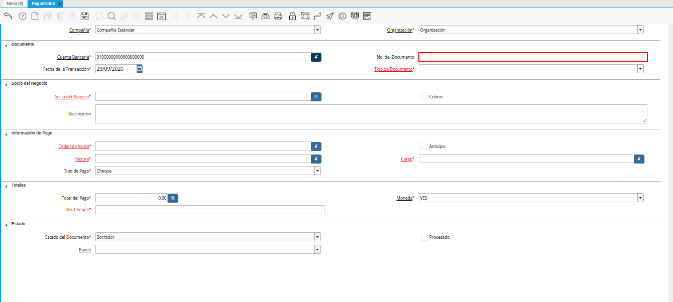 Campo nro del documento