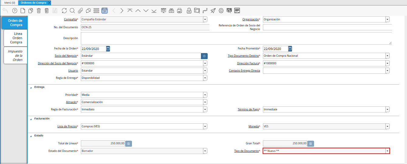 campo tipo de documento