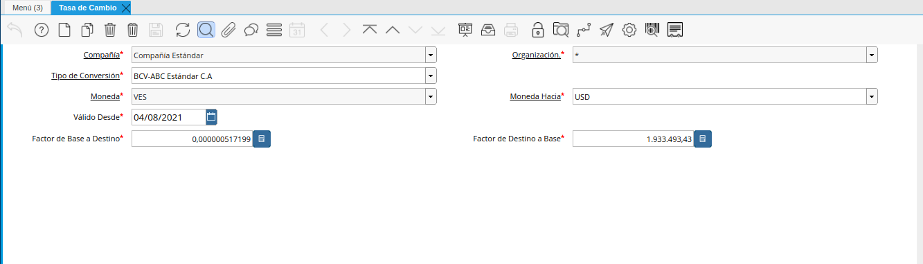 tasa de cambio del bcv del día 04