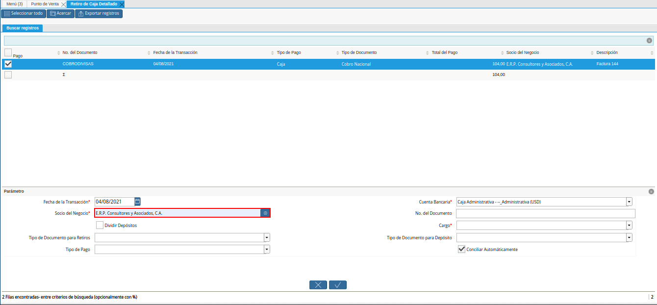 campo socio del negocio del retiro detallado