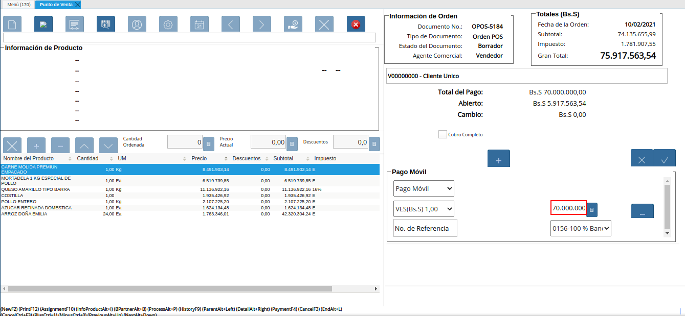 Campo Monto del Pago Especial del Icono Pago de la Ventana Punto de Venta