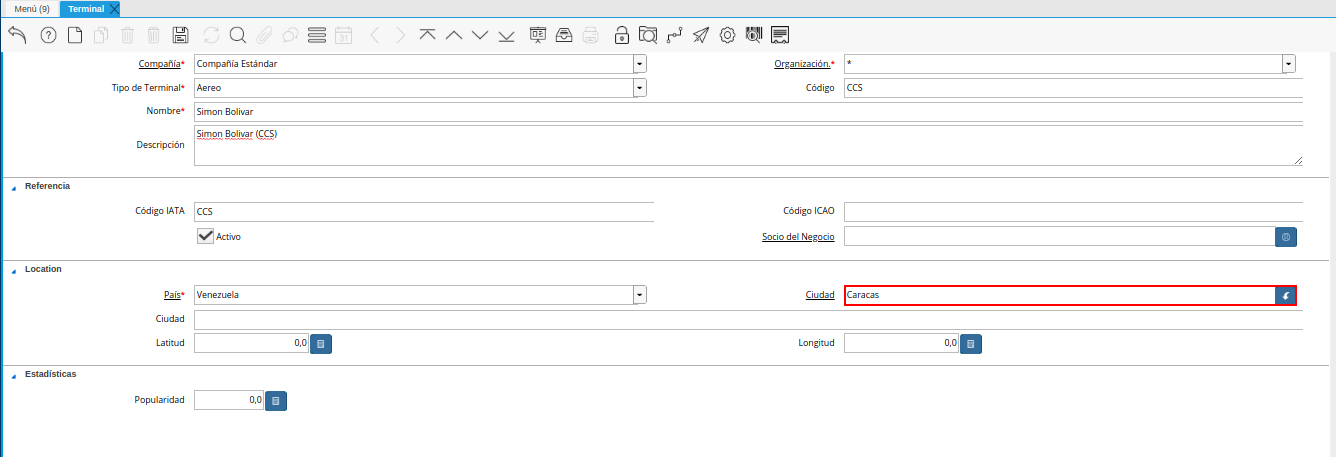 campo ciudad de la ventana terminal