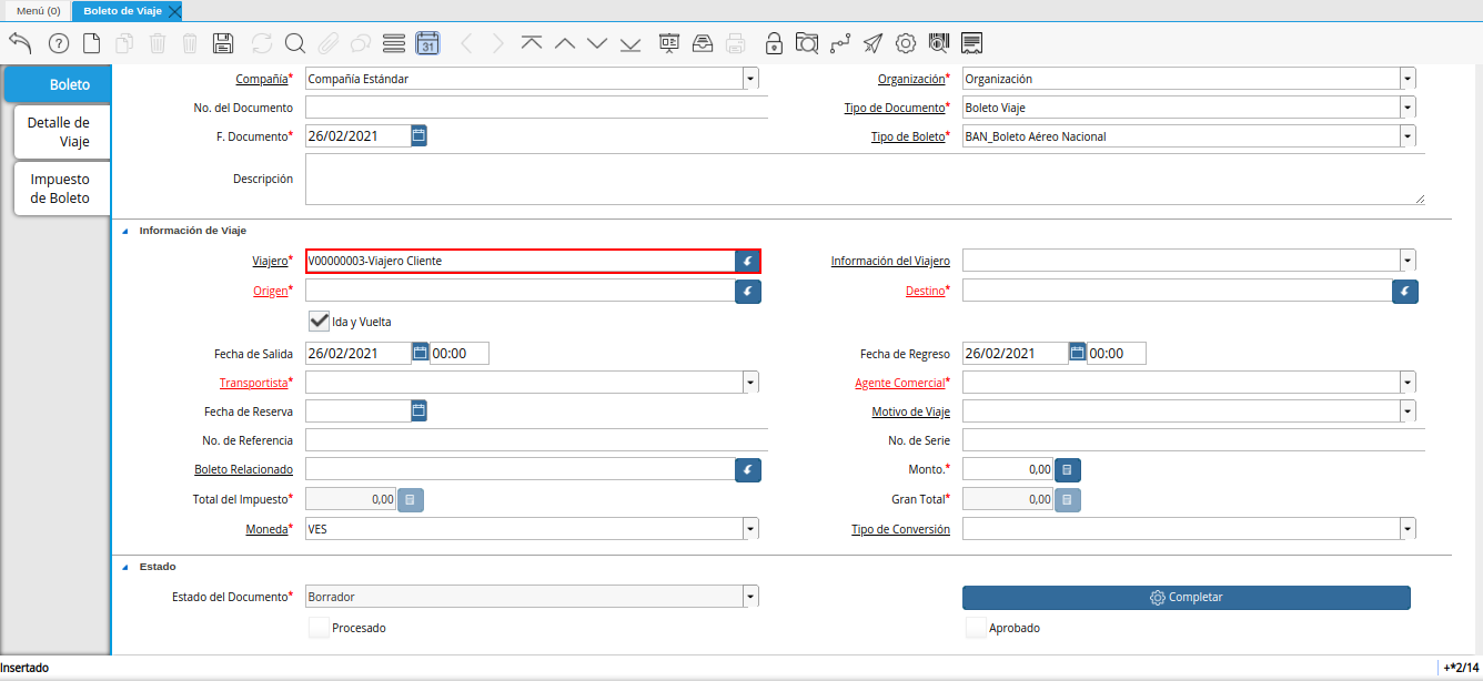 campo viajero de la ventana boleto de viaje