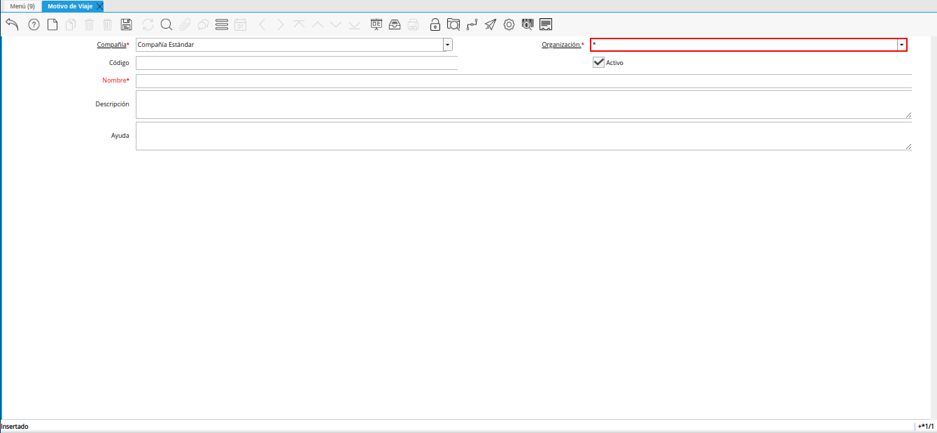campo organización de la ventana motivo de viaje