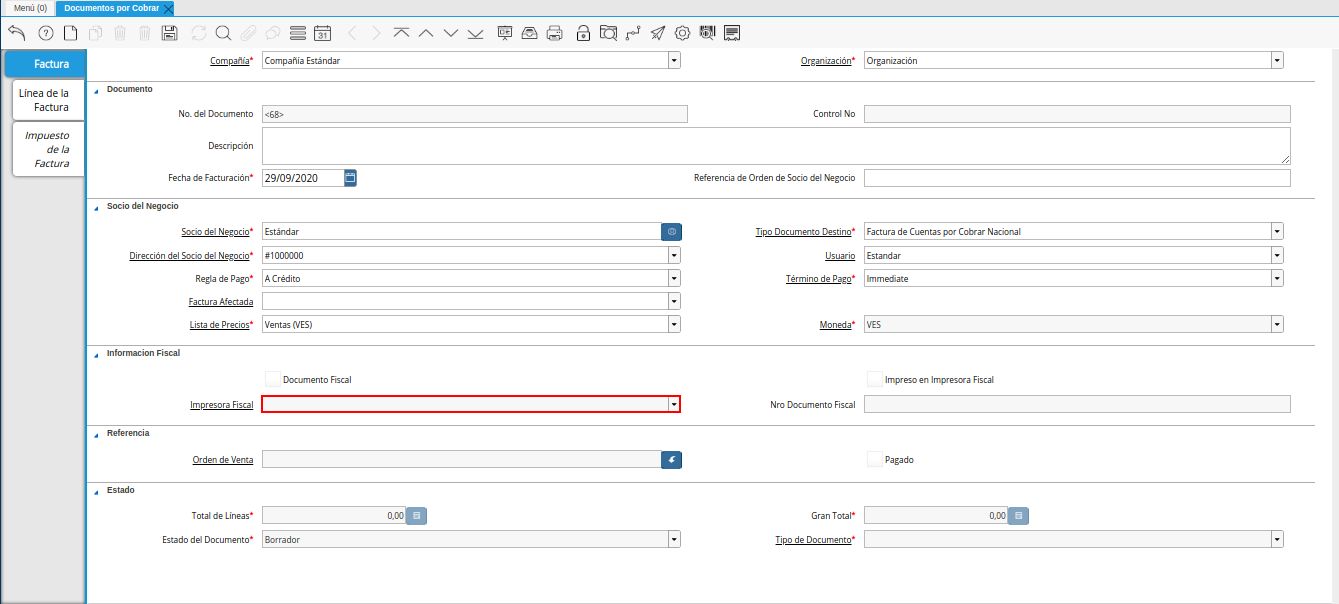 campo impresora fiscal