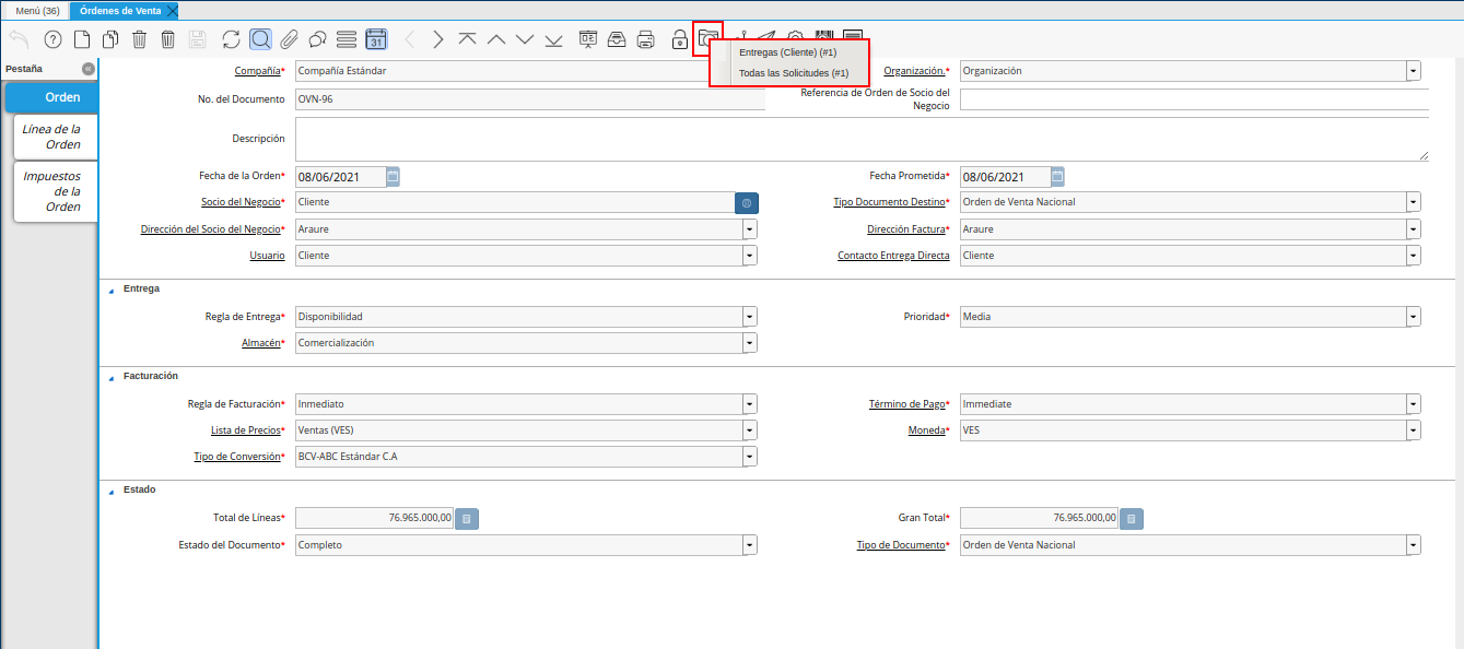 opciones del icono visualiza detalle donde es usado