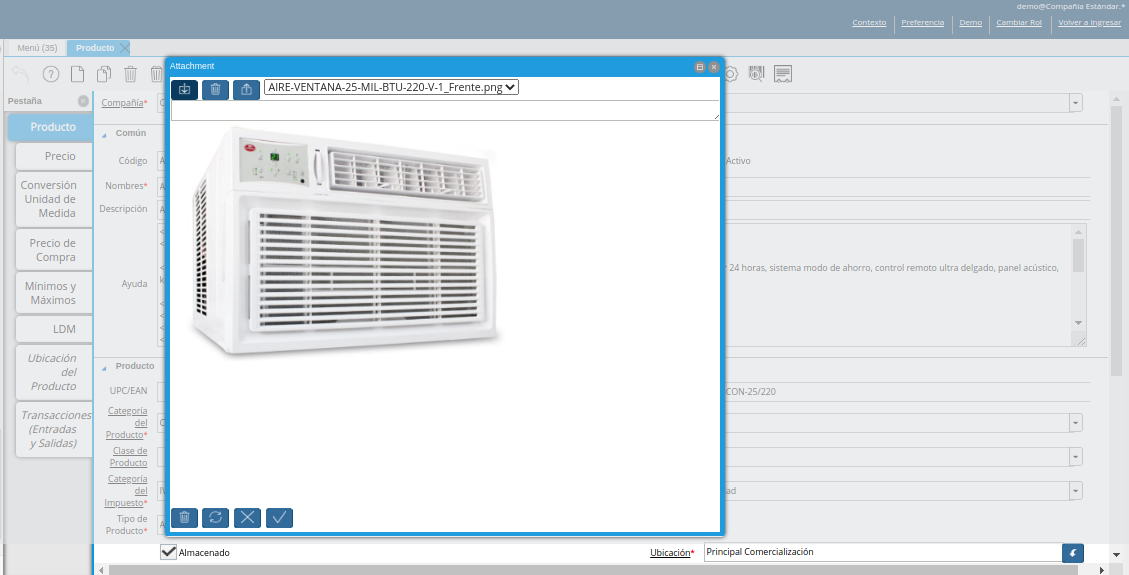 imagen cargada a adempiere