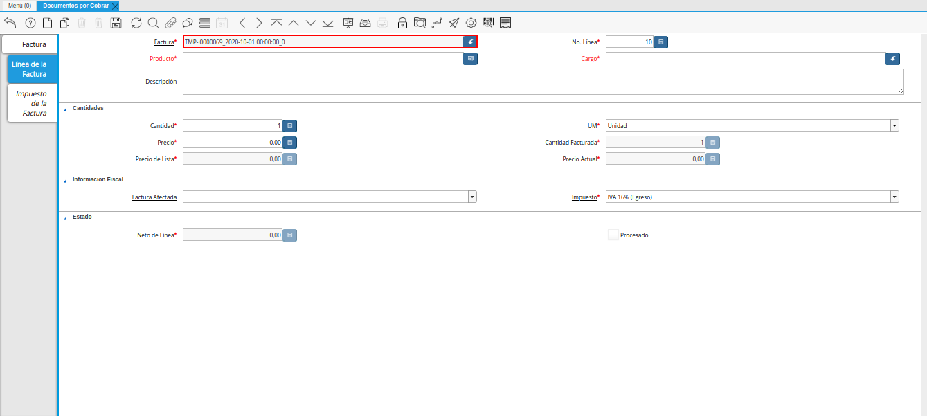 campo factura nota de crédito