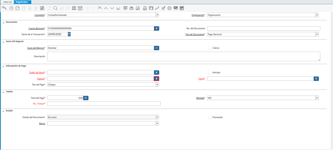 Identificador del Campo Factura