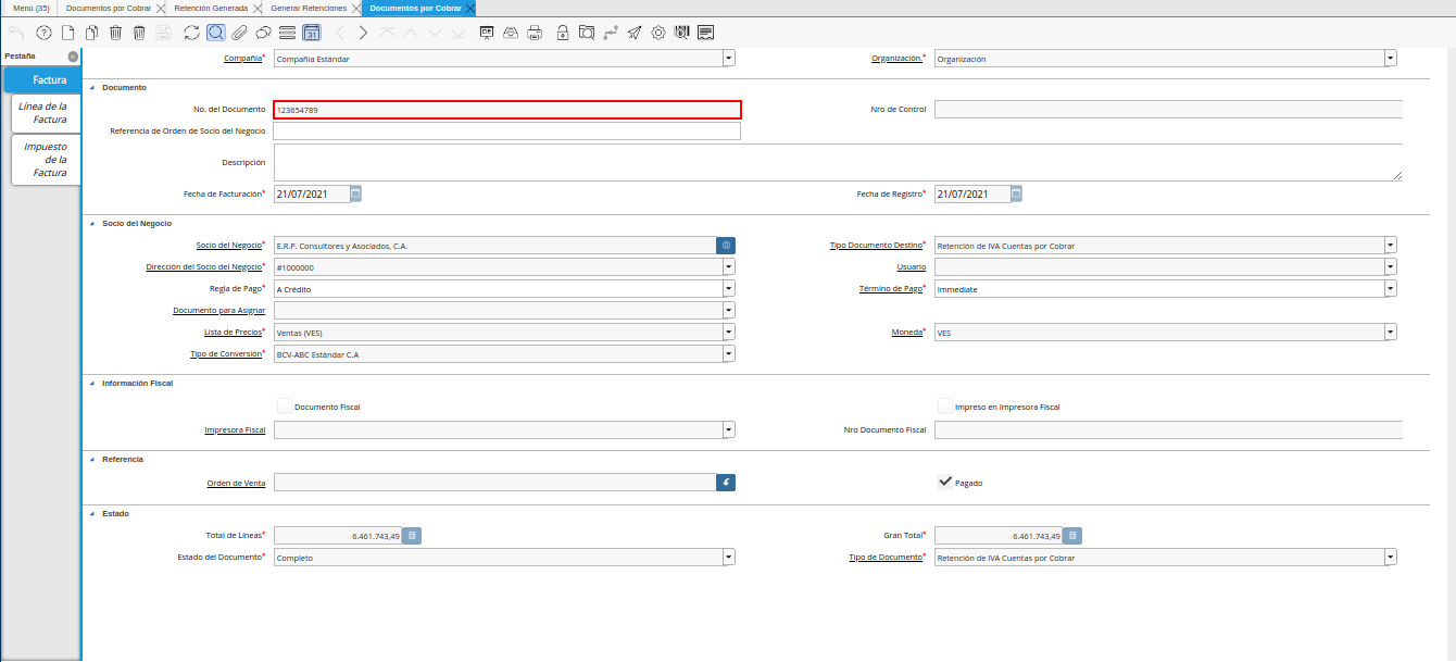 Retención de IVA Cuentas por Cobrar