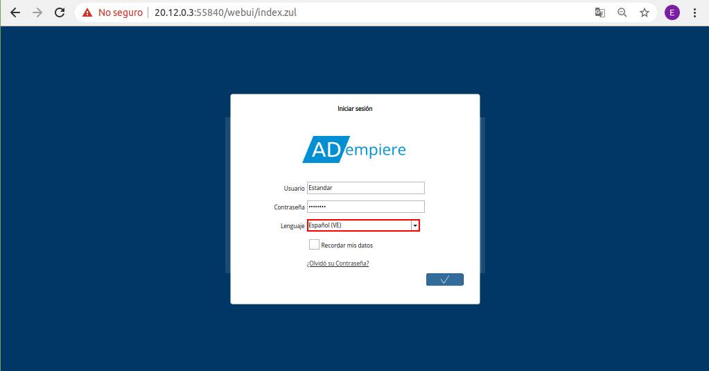 Campo Lenguaje para Acceso