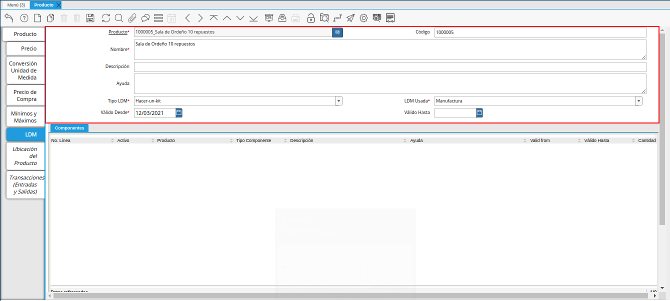 encabezado de la pestaña ldm