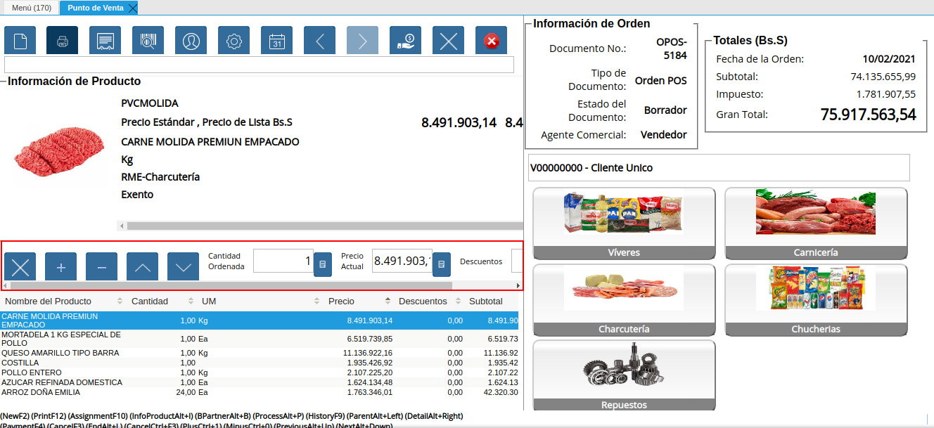 modificar cantidad de productos a vender