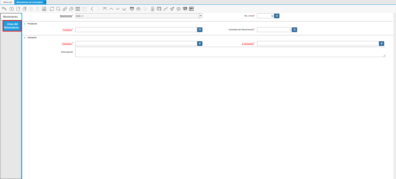 Pestaña Línea de Movimiento