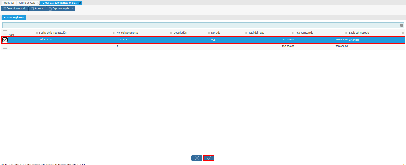 Selección de movimiento y Opción OK