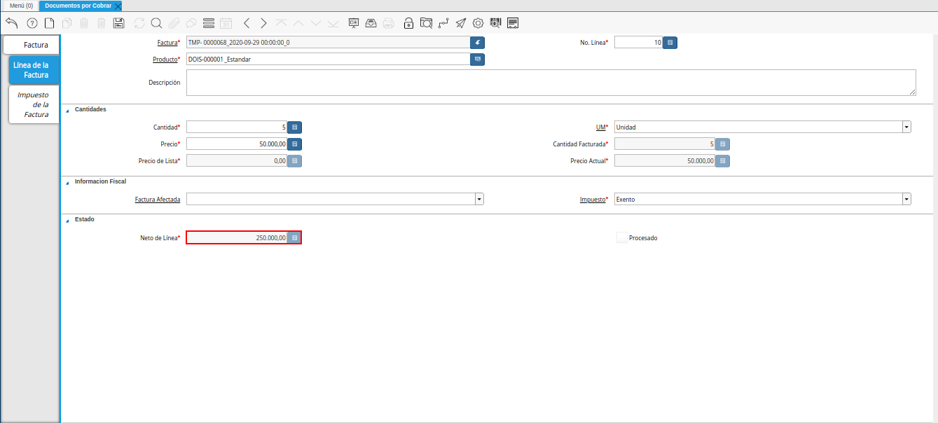 Campo Neto de Línea
