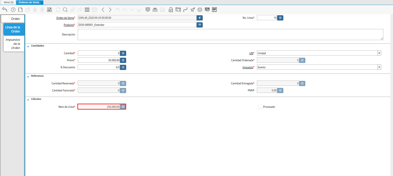 Campo Neto de Línea