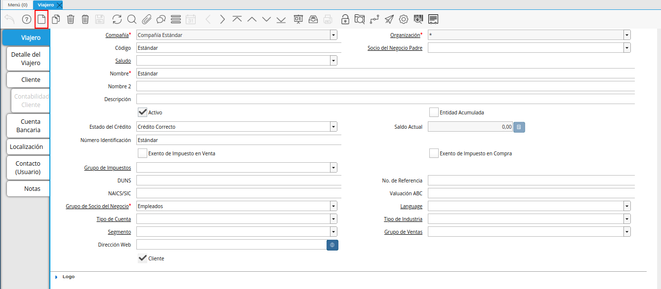 icono registro nuevo de la ventana viajero