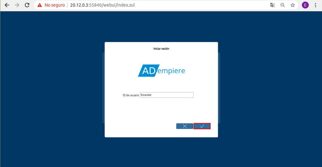 Opción OK para Recuperar Contraseña