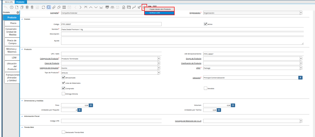 Opción Verificar ldm