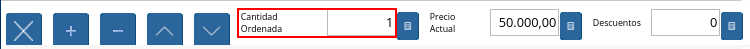 Campo Cantidad Ordenada de la Barra de Edición de Productos