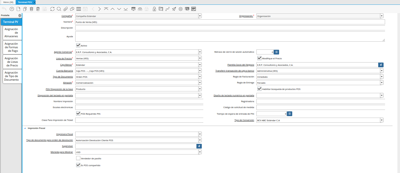 Ventana Terminal PDV