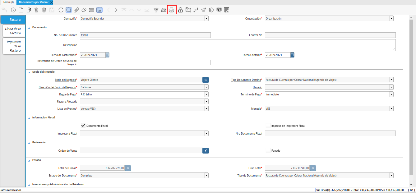 icono imprimir de la ventana documentos por cobrar