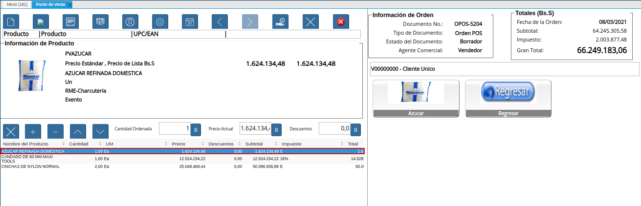 producto cargado desde categoría o grupo