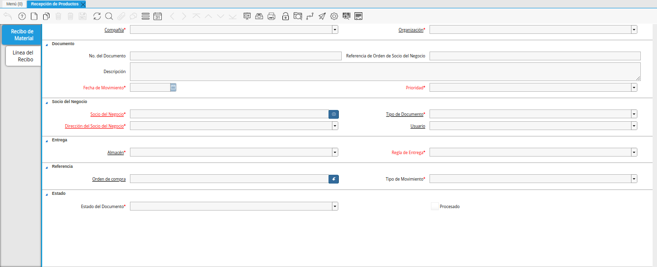 ventana recepción de productos
