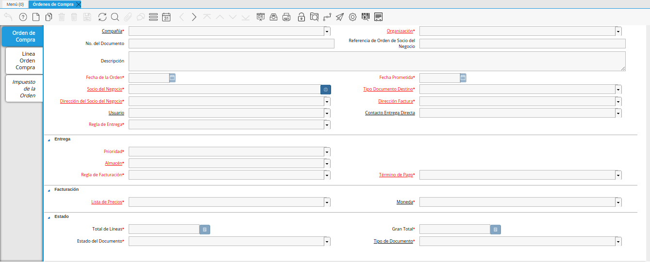 ventana órdenes de compra