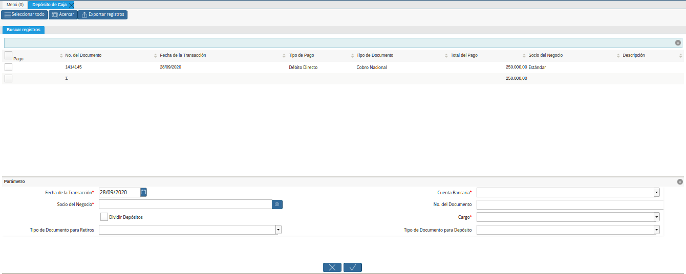 Ventana de Búsqueda Inteligente Depósito de Caja 2