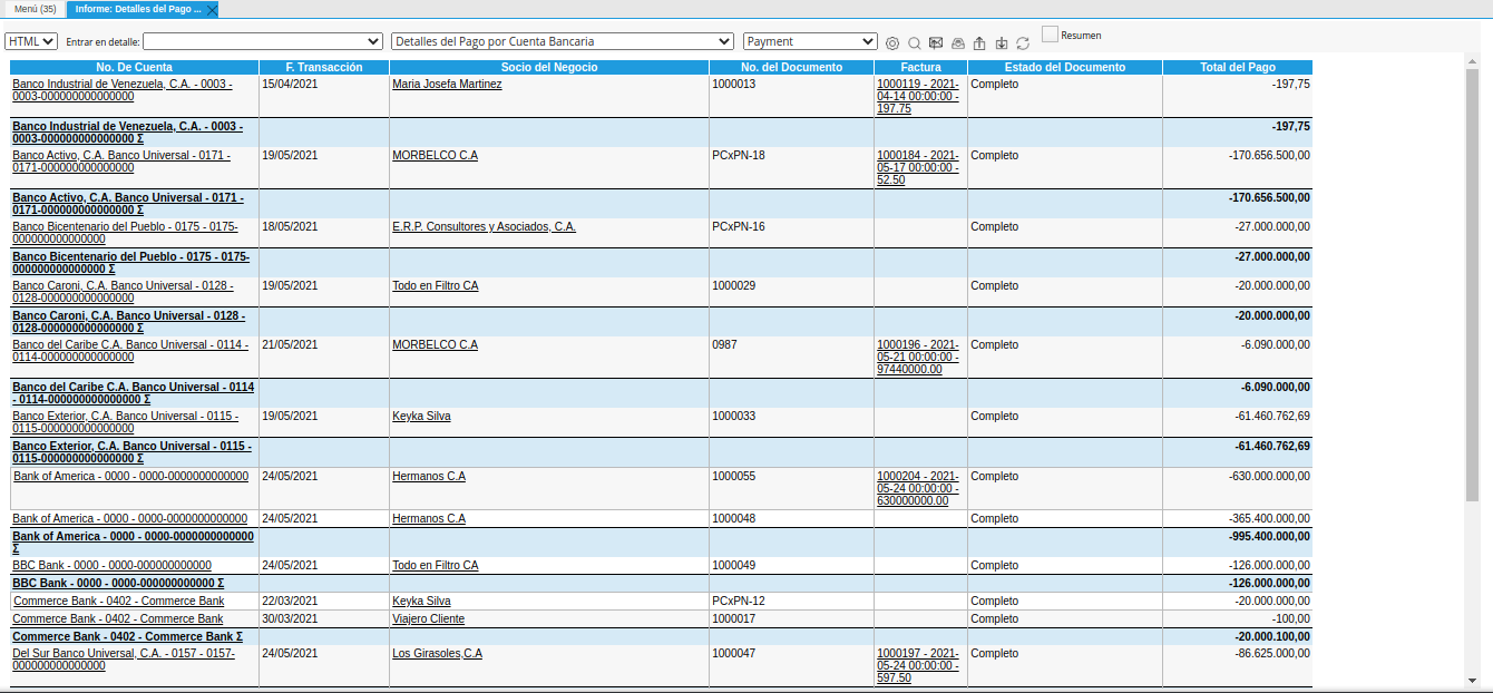 reporte detalles del pago