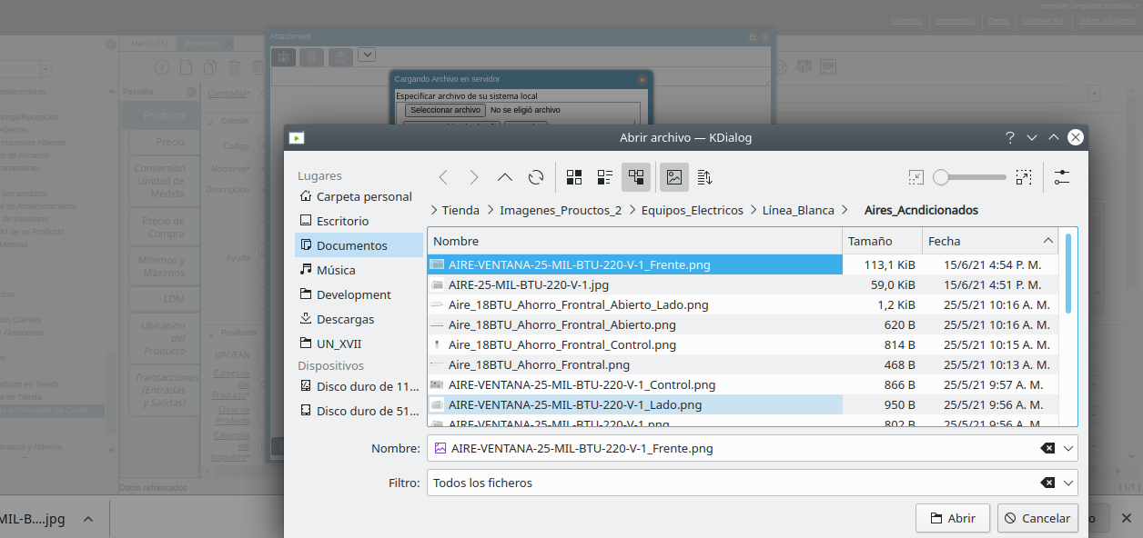 seleccionar archivo para cargar en servidor