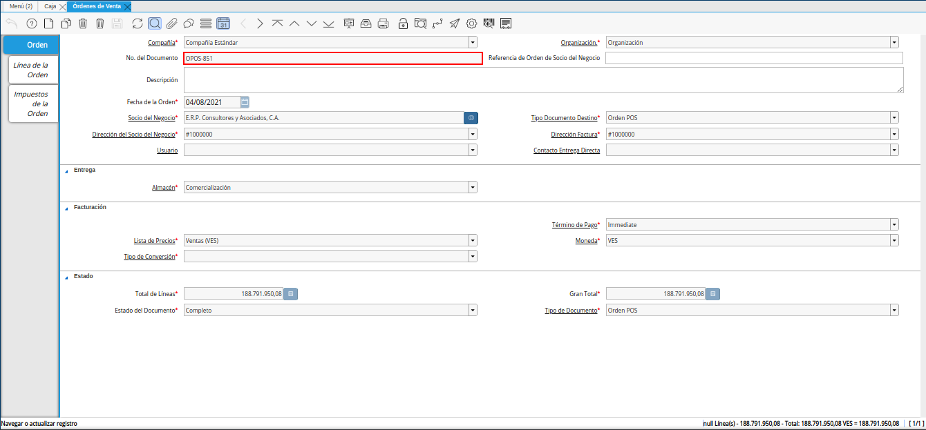 orden de venta para anular