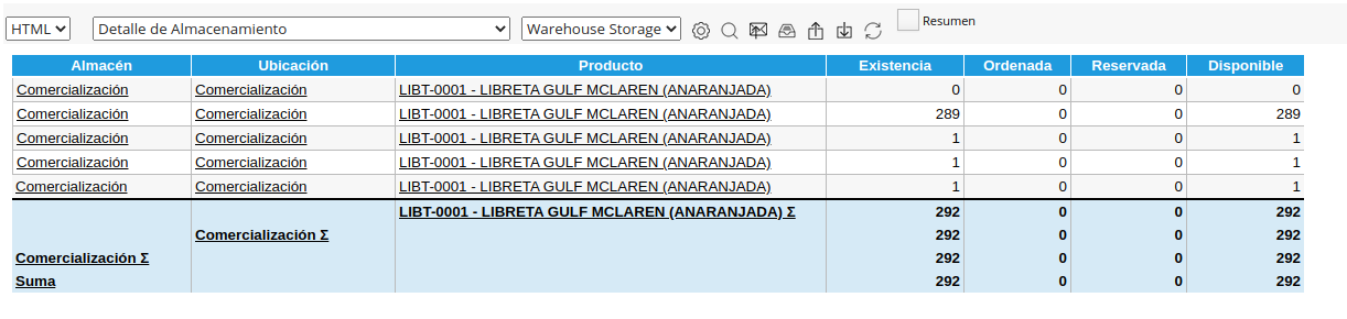 detalle de almacenamiento después del movimiento