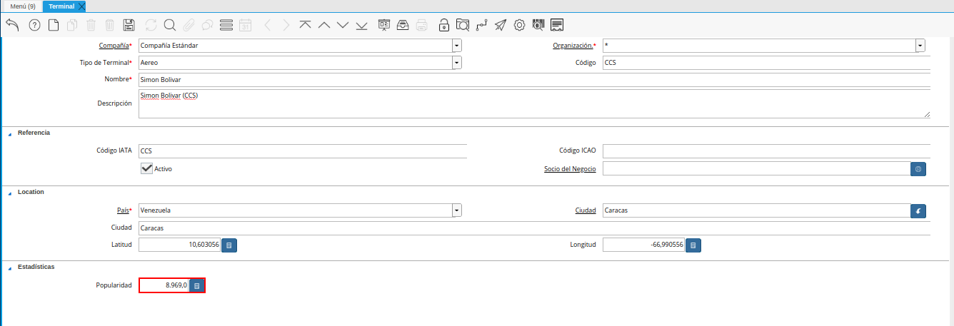 campo popularidad de la ventana terminal