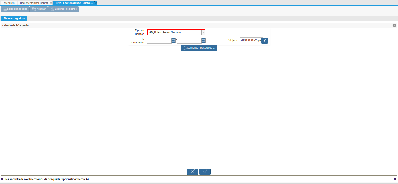 campo tipo de boleto el proceso crear factura desde boleto