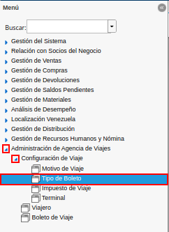 menú tipo de boleto