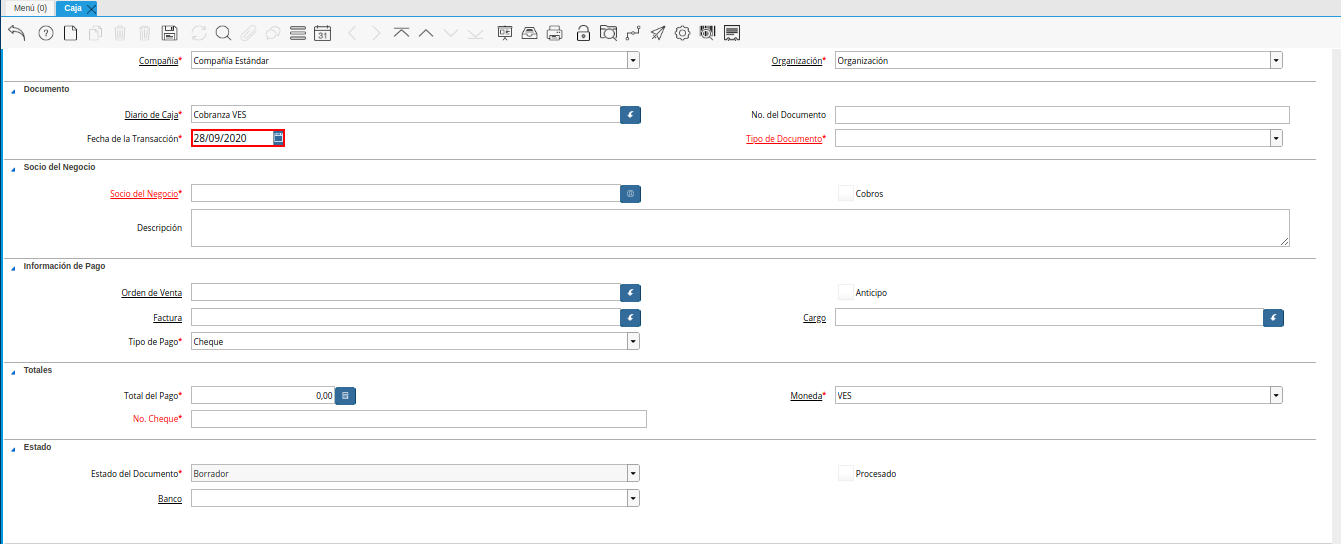 campo fecha de la transacción