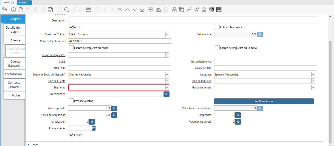 campo segmento de la ventana viajero