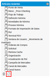 Icono Actualizar de la Sección Artículos Recientes