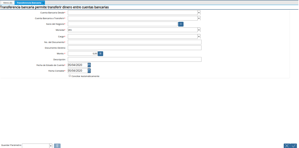 Ventana Transferencia Bancaria