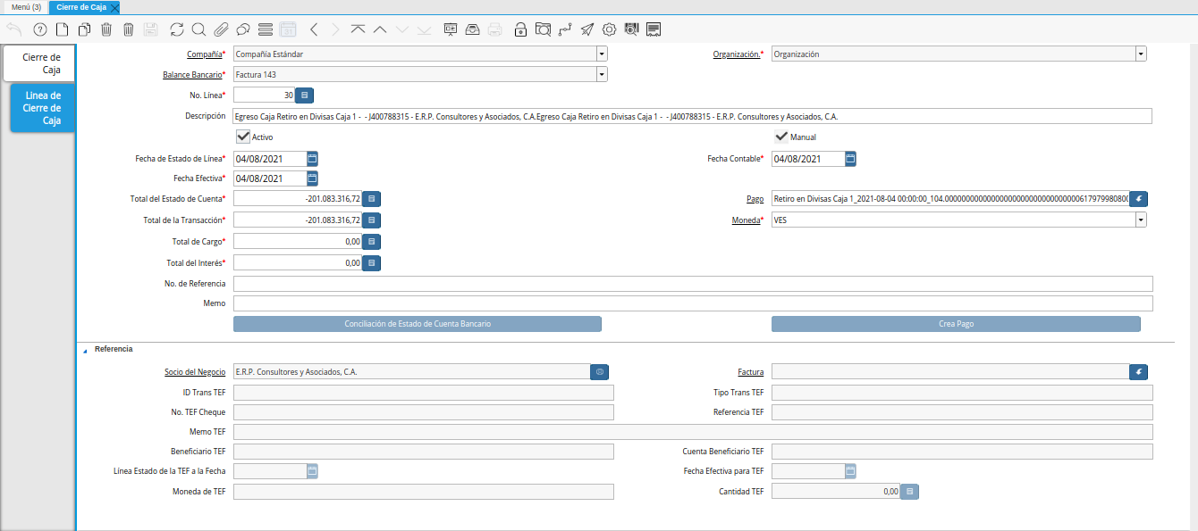 Registro de Retiro Generado en Caja 01